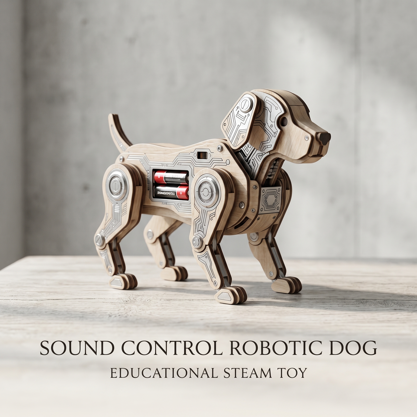 Sound-Activated Robotic Dog DIY Kit - Educational STEAM Wooden Toy