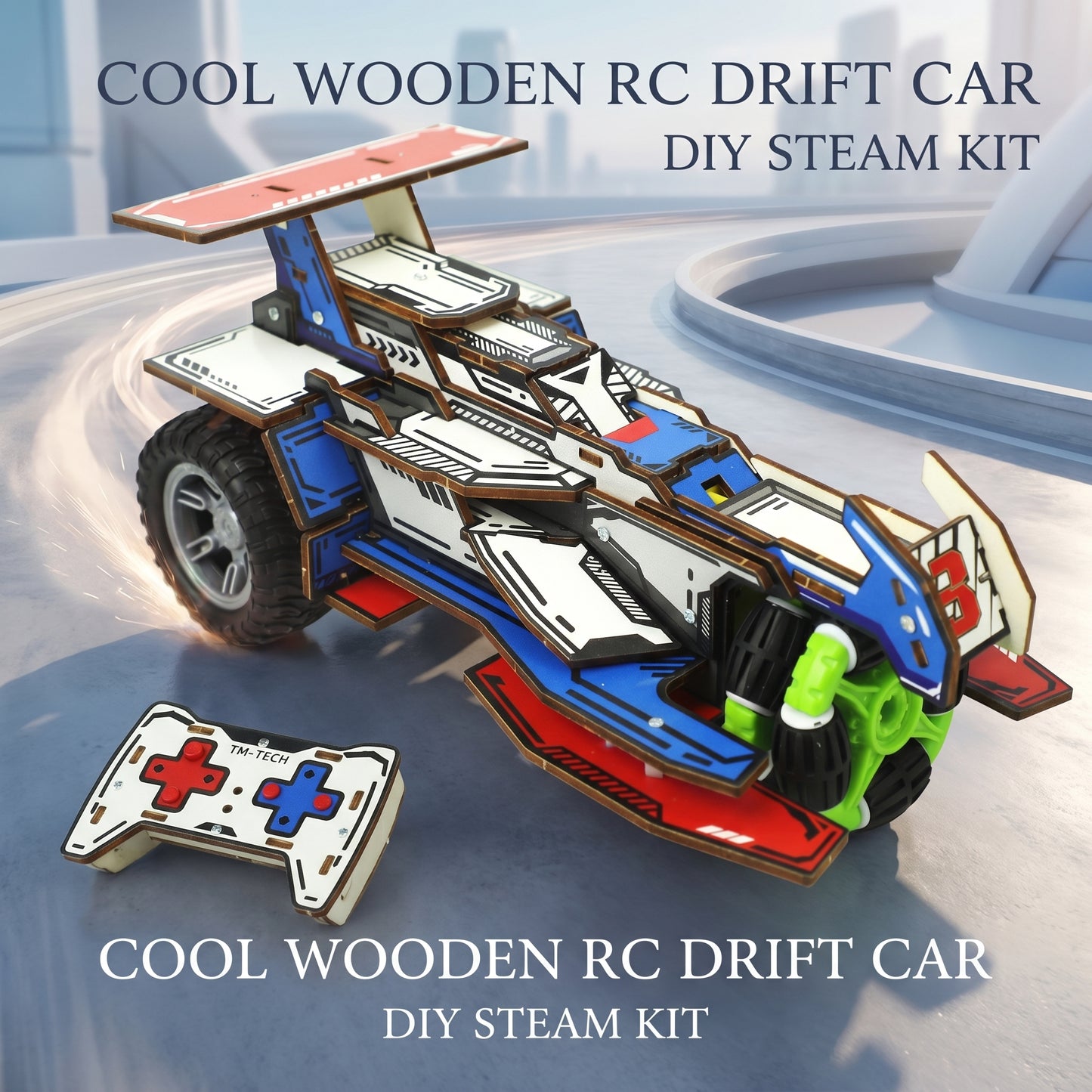 Premium 2.4G Wooden RC Drift Car DIY Kit | STEM Educational Building Toy for Kids