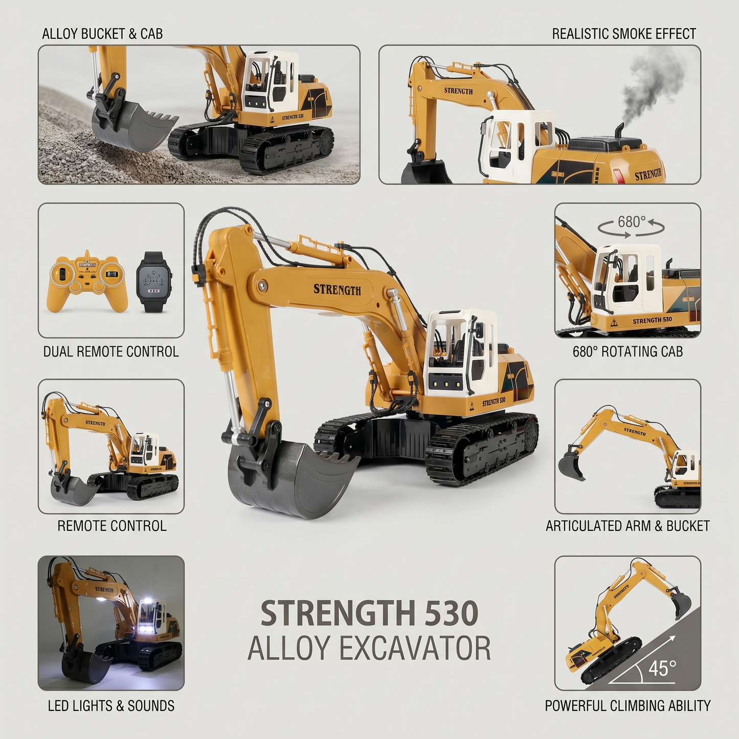 Professional Alloy Excavator Realistic Remote Control Construction Vehicle