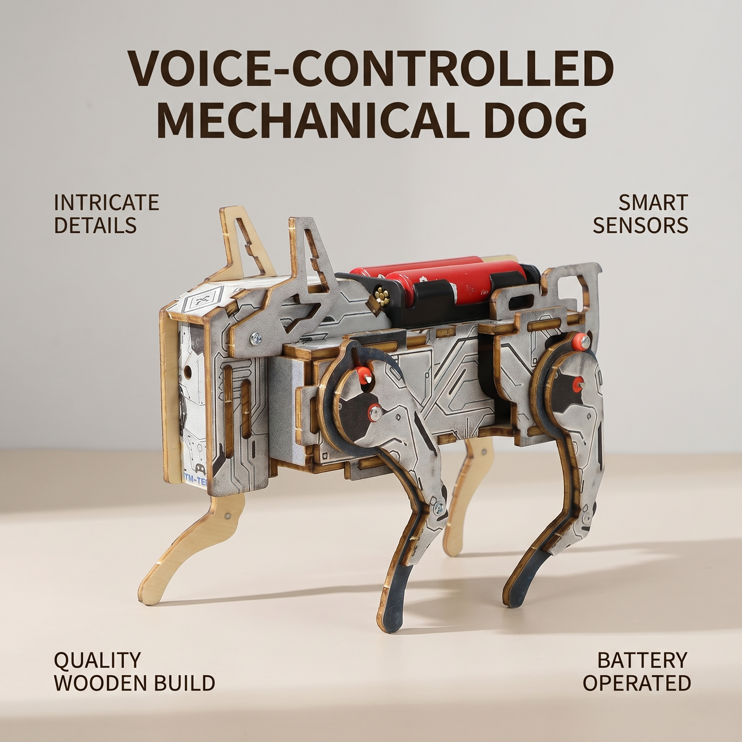 Sound-Activated Robotic Dog DIY Kit - Educational STEAM Wooden Toy