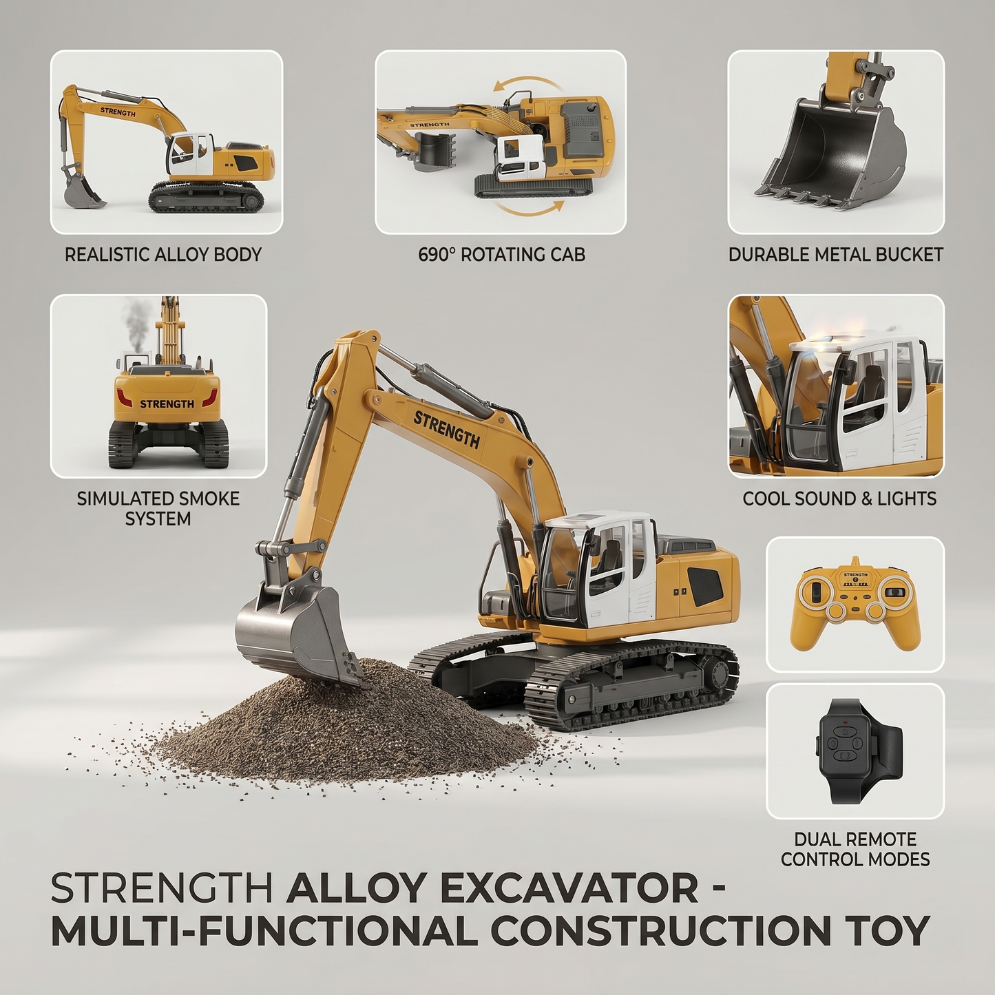 Professional Alloy Excavator Realistic Remote Control Construction Vehicle