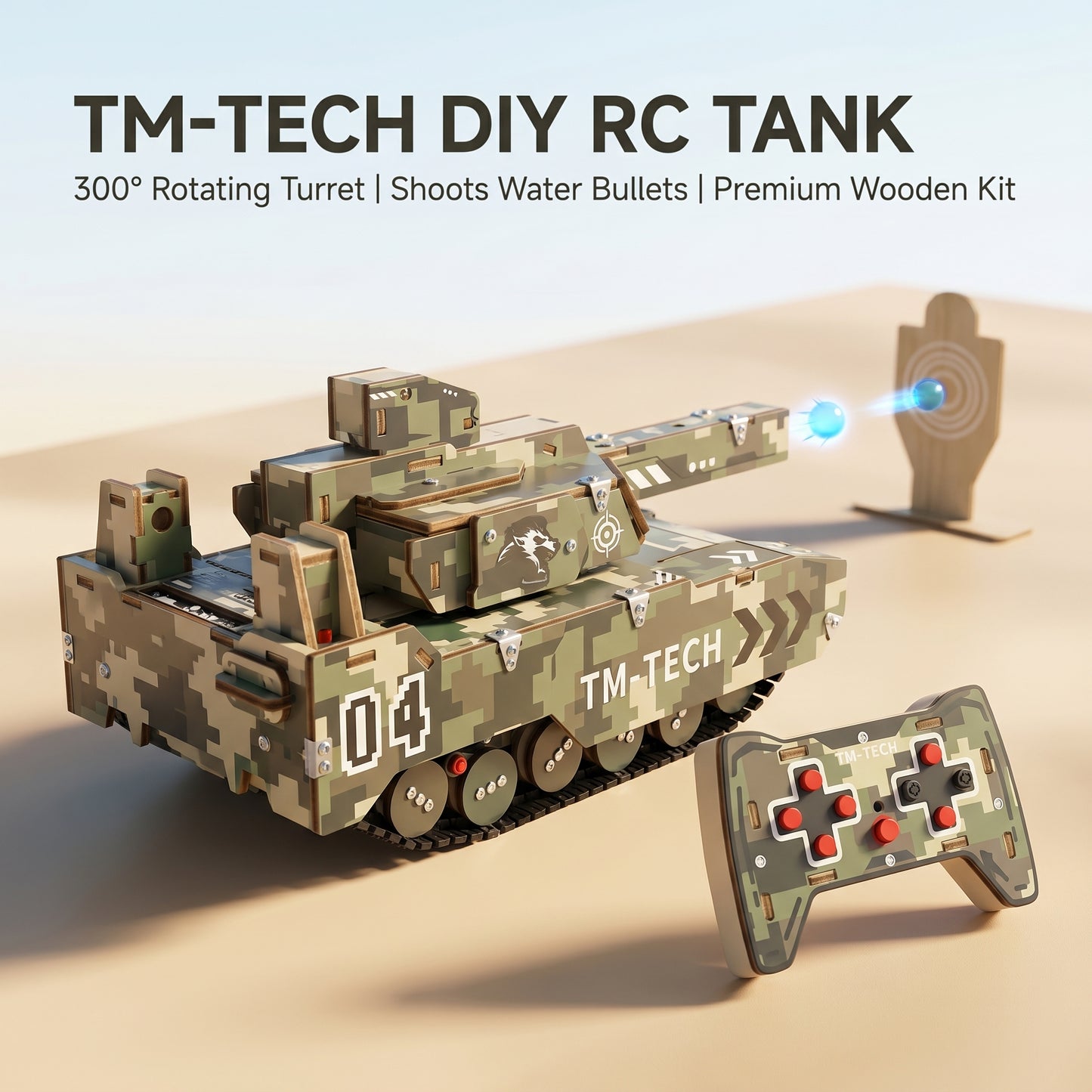 DIY Wooden RC Tank Kit | 2.4G Remote Control Tank (Shoots Water Bullets)
