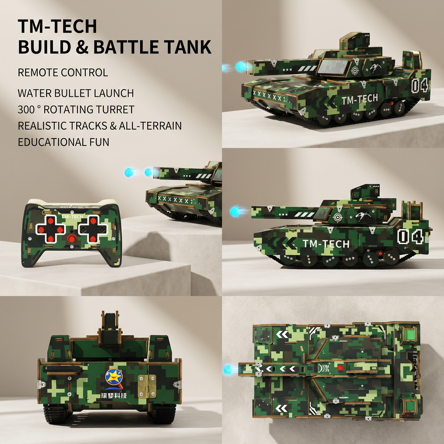 DIY Wooden RC Tank Kit | 2.4G Remote Control Tank (Shoots Water Bullets)