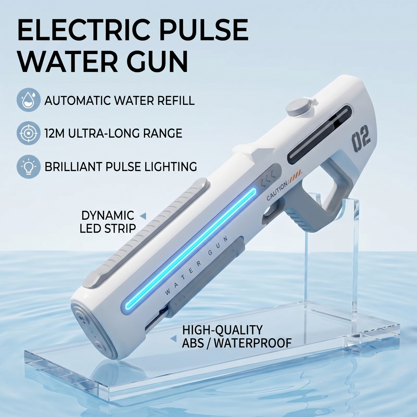 Future Flow Electric Water Gun - Automatic Refill Long Range with LED Lights